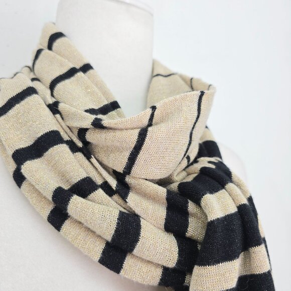 Express Black Gold Metallic Glitter Scarf Wrap Viscose 72x11 - Picture 2 of 6